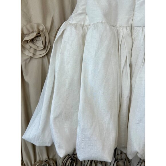 BHLDN x Anthropologie Strapless Floral Applique Bubble Hem White Mini Dress - Picture 13 of 16